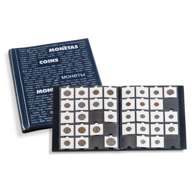 Afbeelding van Leuchtturm Leuchtturm, Zakformaat, Album (gebonden) voor Muntenhouders 50x50 mm. (200 st.) 10 bladen Blauw/zilver afm: 245x307x40 per st.