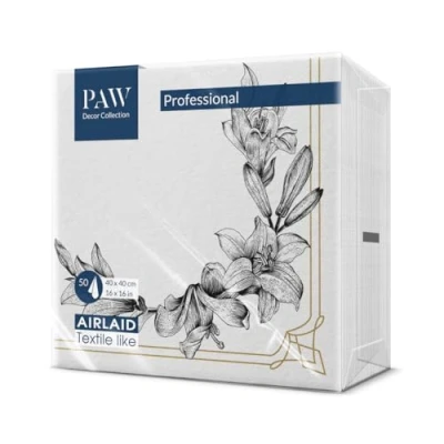 Afbeelding van PAW Serviette de Table Papier Airlaid (40 x 40 cm) I 50 Pièces Pour Funérailles, Repas Condoléances, Enterrement, Adieu Serviettes en Tissu Décoration Lys Royal