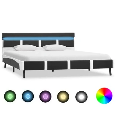 Afbeelding van vidaXL Bedframe met LED kunstleer grijs 120x200 cm