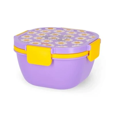 Afbeelding van Legami lunchbox, 1 vork en kruidenhouder inbegrepen, luchtdicht, lekvrij, inhoud 1700 ml, Daisy thema, 19 x 10,7 cm
