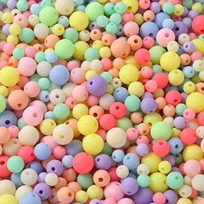 Afbeelding van HERZWILD 1100 stuks rijgkralen van acryl, mat, meerkleurig, voor het maken sieraden, halskettingen, armbanden (mat/gemengd)