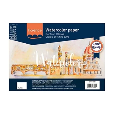 Afbeelding van Florence Aquarelpapier Off White Fijne Textuur A4 300g 100 vellen
