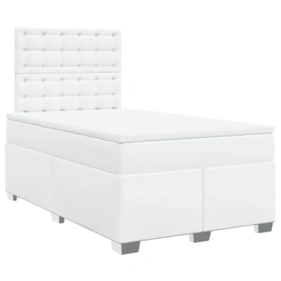 Afbeelding van vidaXL Boxspring met matras kunstleer wit 120x190 cm