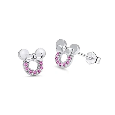 Afbeelding van Kaguyo sterling zilveren oorbellen voor vrouwen, zilver amethist pavé roze blauw rood zirkonia schattige muis vrouwen meisjes kinderen, Cubic Zirkonia, Kubieke