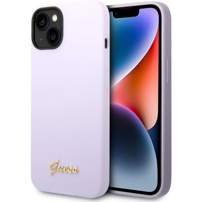 Afbeelding van Guess Silicone Metal Logo Back Case Geschikt voor Apple iPhone 14 (6.1&quot;) Paars