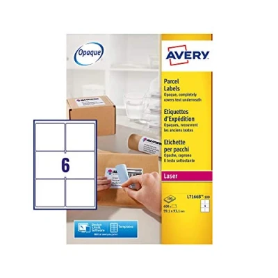 Afbeelding van Etiket Avery L7166B 100 99.1x93.1mm blockout 600stuks