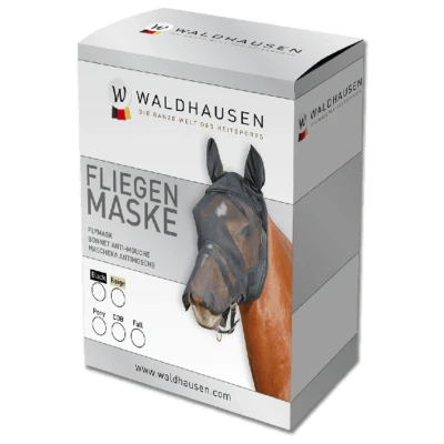 Afbeelding van Waldhausen Luxe Vliegenmasker Met Oren En Neus Zwart Anti insect Cob