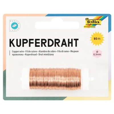 Afbeelding van folia 79244 koperdraad, 1 spoel 0,3 mm x 80 m ideaal voor knutselen, composities en containers