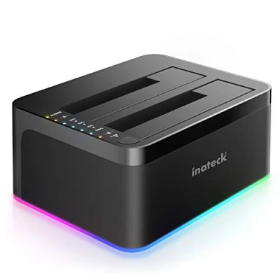 Afbeelding van Inateck USB 3.0 RGB harde schijf docking station met offline klonen functie voor 2,5&quot; en 3,5&quot; SATA SSD schijven UASP, zwart