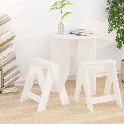 Afbeelding van Krukken 2 st 40x40x45 cm massief grenenhout wit