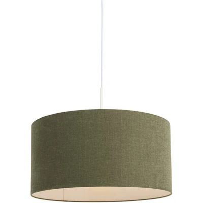 Afbeelding van QAZQA Hanglamp wit met groene kap 50 cm Combi 1