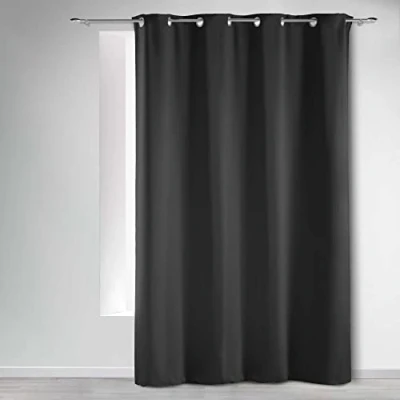 Afbeelding van douceur d&#039;Intérieur, Gordijn met ogen (135 x 240 cm), ondoorzichtig, houtskool, ondoorzichtig