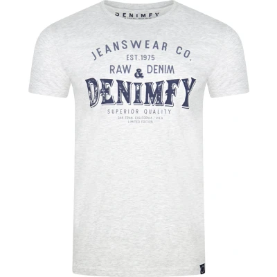 Afbeelding van DENIMFY Heren T Shirt DFNuri regular fit Grijs XXL Ronde Hals Volwassenen