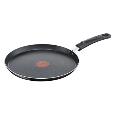 Image de Tefal B55509 Easy Cook &amp; Clean Poêle à crêpe B5550933s 25 cm Revêtement anti adhésif Sûre Signal thermique Fond stable Forme idéale Cuisson saine Noire