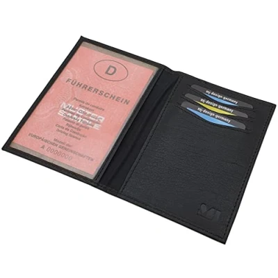 Afbeelding van Kalfsleer ID kaarthouder en creditcardhouder MJ Design Germany in verschillende kleuren, zwart., vak