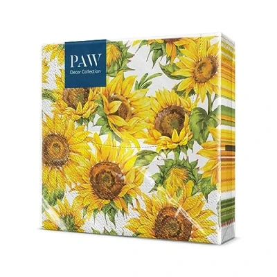 Afbeelding van PAW papieren servet (33 x 33 cm) I set van 20 servetten 3 laags wegwerptafelkleed herfst, zonnebloemen motief: dansbloemen