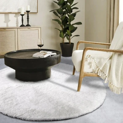 Afbeelding van Vloerkleed Olaf Rond Ivory Wit Ø 160 Cm Hoogpolig Home Collectie Dekbed Discounter.nl
