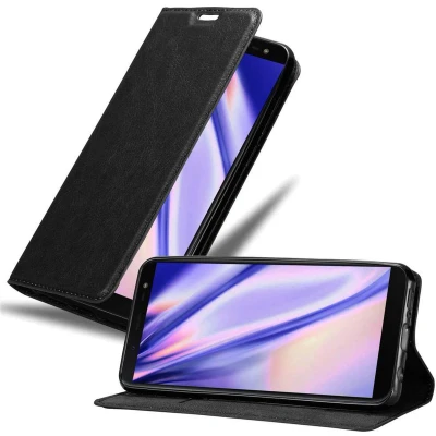 Afbeelding van Cadorabo Hoesje geschikt voor Samsung Galaxy J6 2018 in ZWARTE NACHT Beschermhoes met magnetische sluiting, standfunctie en kaartvakje Book Case Cover Etui