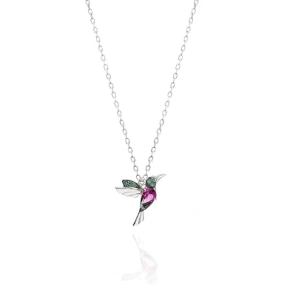 Afbeelding van Einzelstück Halsketting met kolibrie hanger I van 925 Sterling zilver ketting echt verguld vogel Zirkonia (gouden ketting), Zilver,