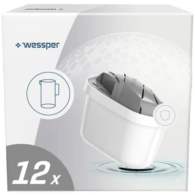 Afbeelding van Wessper Waterfilter voor filterkaraf, filterpatronen verminderen zeer hard water, filters compatibel met Brita Maxtra+, Maxtra Plus (12 stuks)