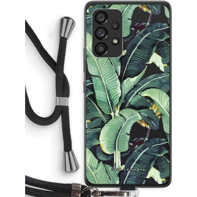 Afbeelding van Case Company® hoesje met Koord geschikt voor Samsung Galaxy A53 5G Bananenbladeren Telefoonhoesje Zwart Bescherming aan alle Kanten en Over de Schermrand