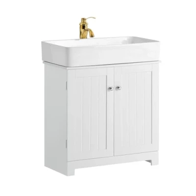 Afbeelding van SoBuy® BZR18 DG 2 laags badmeubel met deuren badkamer opbergkast W60cm x D29cm H60cm