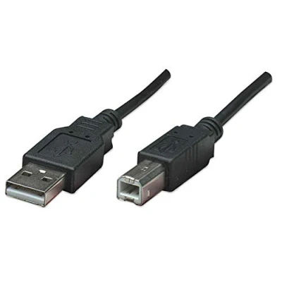 Afbeelding van Manhattan USB kabel 2.0 A stekker, B stekker 0.50 m Zwart Folie afscherming, UL gecertificeerd, Vergulde st