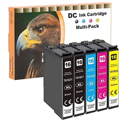 Afbeelding van D&amp;C 5 x inktcartridges vervanging voor Epson 16 16XL Workforce WF 2750 2760 2660 2650 2630 2540 2530 2510 2010 (2x zwart / 1x cyaan/1x magenta 1 geel)