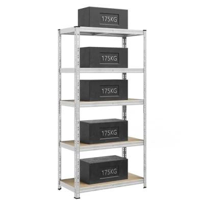 Afbeelding van SONGMICS Rek voor zware lasten, kelderrek, 50 x 100 200 cm, draagvermogen tot 875 kg, eenvoudige montage, opbergrek, verstelbare planken, zilver GLR447E01