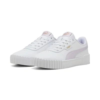 Afbeelding van Puma Carina 3.0 Sneakers laag, Dames, Maat: 38, White/lilac frost/gold Leer/ synthetisch