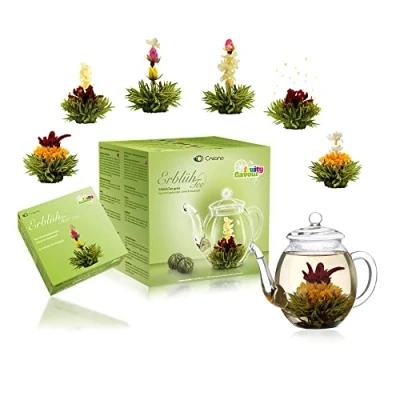 Afbeelding van Theebloemen geschenkset groene thee 6 verschillende soorten Inclusief theepot cadeauset