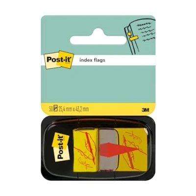 Afbeelding van Indextabs 3M Post it 68031 25,4x43.2mm &quot; hier ondertekenen&quot; geel