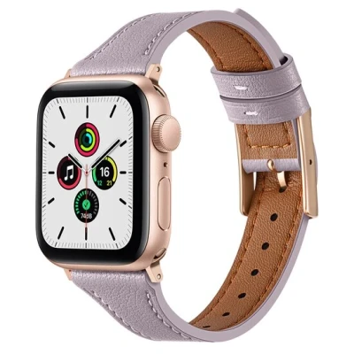 Afbeelding van Apple Watch Leren bandje Paars Geschikt voor 38mm / 40mm 41mm
