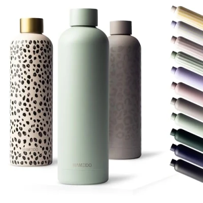 Afbeelding van Mameido Thermosfles 1l, Roestvrijstalen geïsoleerde fles, waterdicht, BPA vrij, houdt de kou tot 24 uur, warmte 12 uur (Desert Sage, 1 l)