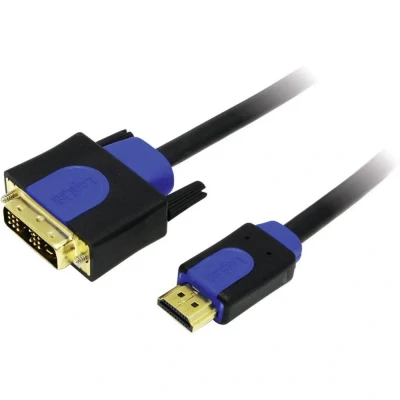 Afbeelding van LogiLink CHB3101 DVI kabel / HDMI Adapterkabel D 18+1 polige stekker, A stekker 1.00 m Zwart Vergulde steekcontacten, Schroefbaar