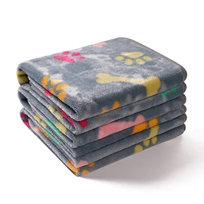Afbeelding van 1 pak 3 dekens super zacht pluizig premium fleece huisdierdeken flanel nest voor hond puppy kat grijs bot groot (104 x 76 cm)