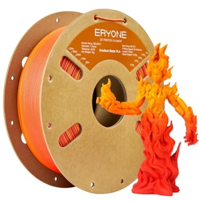 Afbeelding van ERYONE Matte Gradient Multicolor filament 1,75 mm, 3D printerfilament PLA, +/ 0,03 1 kg (2,2 lbs)/spoel, mat rood en geel
