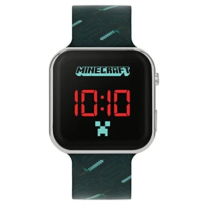 Afbeelding van Minecraft Digitale kwartshorloge voor jongens met siliconen band MIN4097, zwart., Riem