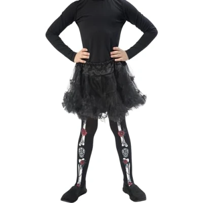 Afbeelding van SMIFFY&#039;S Skelet Dia de los Muertos panty voor kinderen