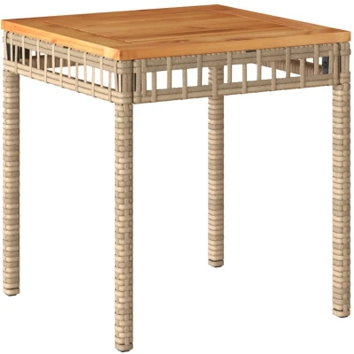 Afbeelding van Tuintafel 38x38x42 cm poly rattan en acaciahout gemengd beige
