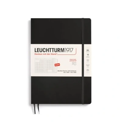 Afbeelding van LEUCHTTURM1917 370706 Maandelijkse en notitieboek 2025, 16 maanden, softcover, B5, zwart Engels