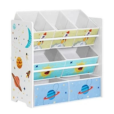 Afbeelding van SONGMICS Kinderkamerrek, speelgoedrek met 7 opbergdozen van vliesstof, boekenkast voor kinderen, speelgoedrek, speelgoedorganizer, 29,5 x 62,5 60 cm,