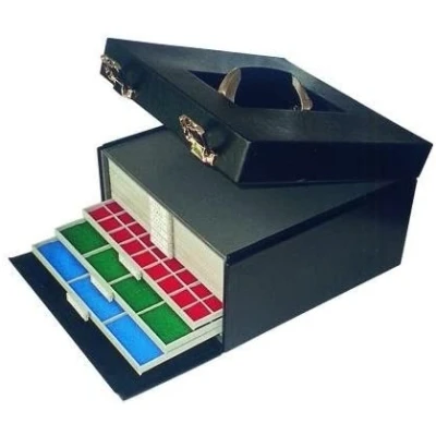 Afbeelding van Safe Safe, BEBA Maxi, Koffer geschikt voor 10 lades (9 mm.) zonder inhoud afsluitbaar Zwart leder afm: 312x315x150 mm. per st.