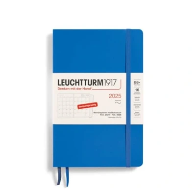 Afbeelding van LEUCHTTURM1917 Paperback B6+ 370612 Maandplanner en notitieblok 2025, softcover, 16 maanden, 80 g, gelinieerd, hemelsblauw
