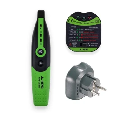 Afbeelding van KPS CC820 Stopcontacttester en stroomonderbrekerzoeker zonder de stroomvoorziening van een circuit uit te schakelen.