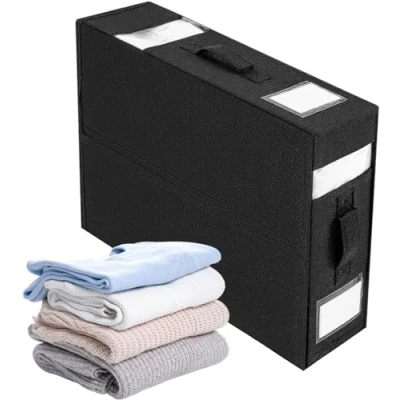 Afbeelding van Opvouwbare lakenorganizer, opbergdoos voor dekbedovertrek met transparant venster en handgrepen, lakenorganizer waskast, organizer beddengoed