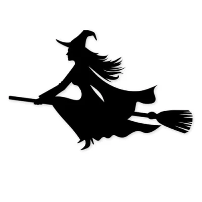 Afbeelding van Heksensticker op linker bezem, zwart, 20 x 13,5 cm, autosticker voor laptop, koffer, kinderkamer, weerbestendig, kfz_272