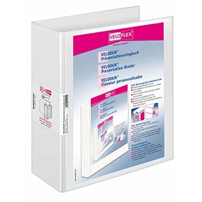 Afbeelding van VELOFLEX Velodur 1142190 ringband, DIN A4, 60 mm breed, hefboommechanisme, met grote witte achterzakken