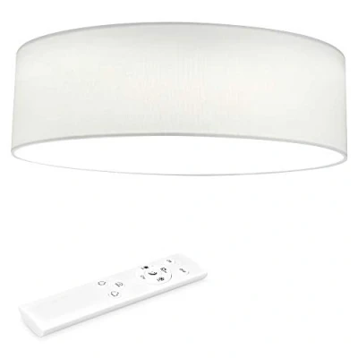 Afbeelding van Navaris LED plafondlamp rond 22W Ø 40 cm Stoffen plafonnière met warm Wit licht Dimbare lamp afstandsbediening