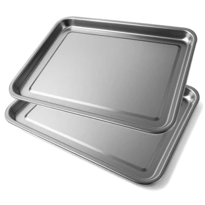Afbeelding van Space Home Set van 2 serveerschalen Rechthoekige troffelschotel Roestvrij staal Universele Plaat Bakgerei voor Oven Gemakkelijk schoon te maken 40 x 30 cm